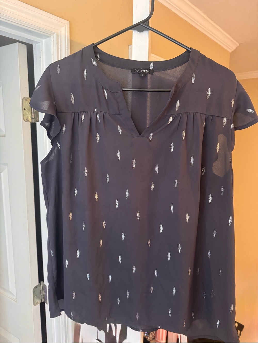 Papermoon Navy Blouse with Silver Dot Accents